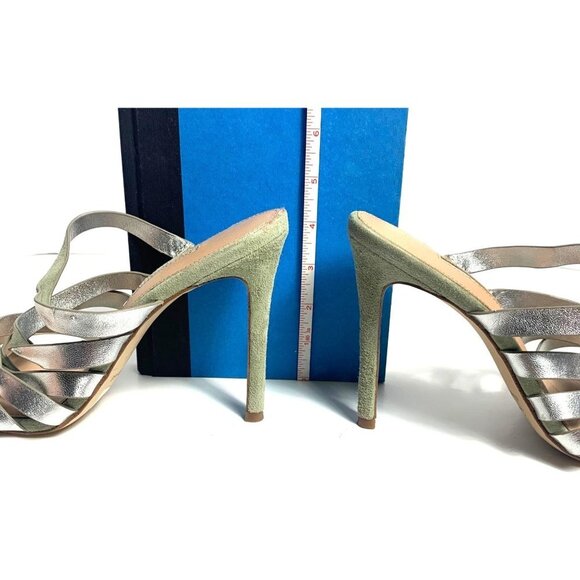 Charles David Sage Silver Suede Vocal Slip On Strappy High-Heel Sandals 9M - Picture 7 of 13